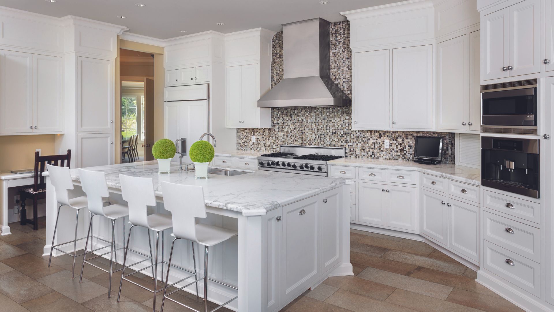 white cabinets in a bright kitchen